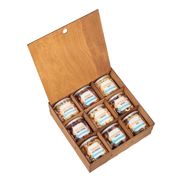 Большой Подарочный Набор Орехов в Дереве "Праздничный"