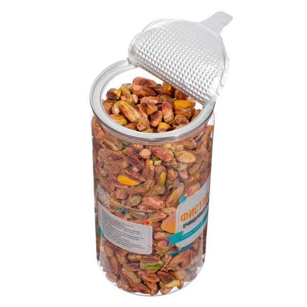 Фисташки очищенные сырые, банка, 500 гр.