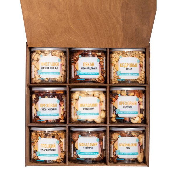 Большой Подарочный Набор Орехов в Дереве "Праздничный"