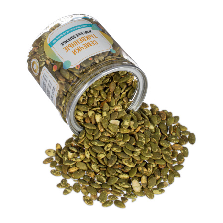 Семечки тыквенные жареные соленые, банка, 250 гр.